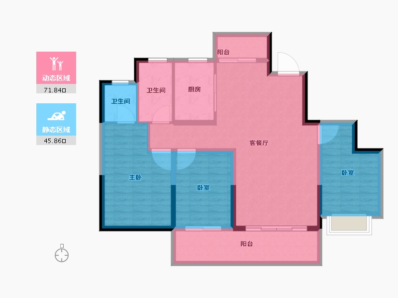 河南省-平顶山市-广诚美林府-106.40-户型库-动静分区