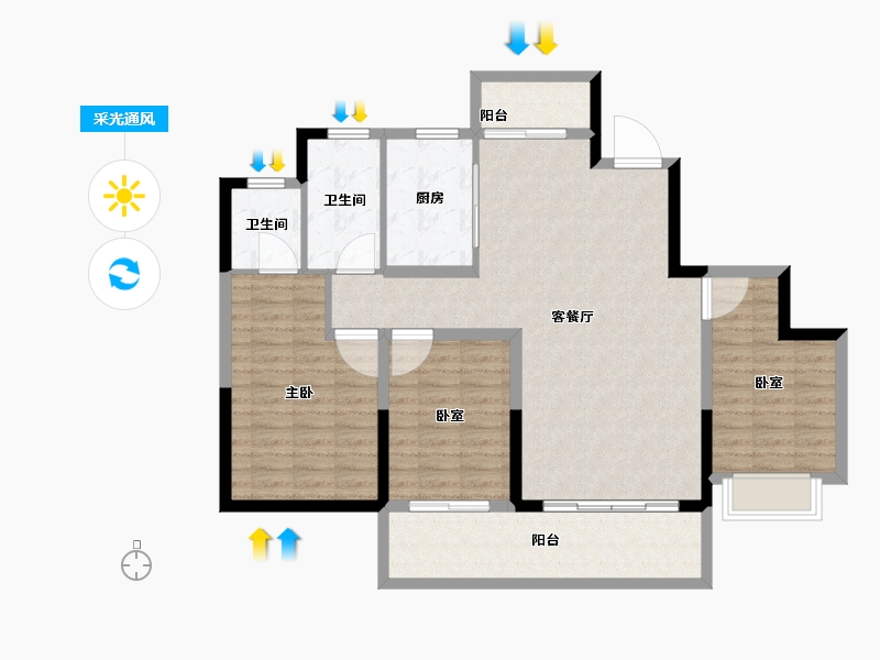 河南省-平顶山市-广诚美林府-106.40-户型库-采光通风