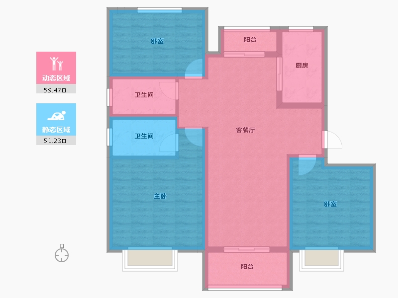 陕西省-渭南市-双创幸福城-98.88-户型库-动静分区