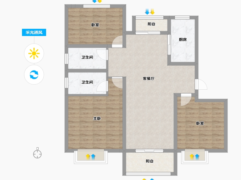 陕西省-渭南市-双创幸福城-98.88-户型库-采光通风