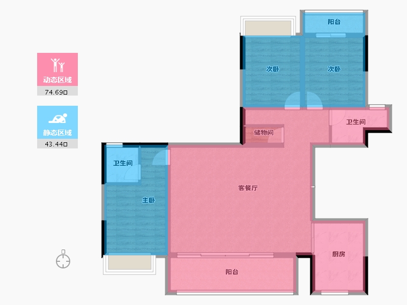 广西壮族自治区-桂林市-彰泰春天里-105.98-户型库-动静分区