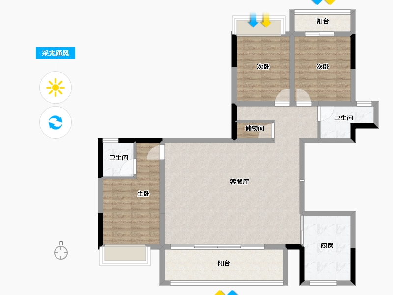 广西壮族自治区-桂林市-彰泰春天里-105.98-户型库-采光通风