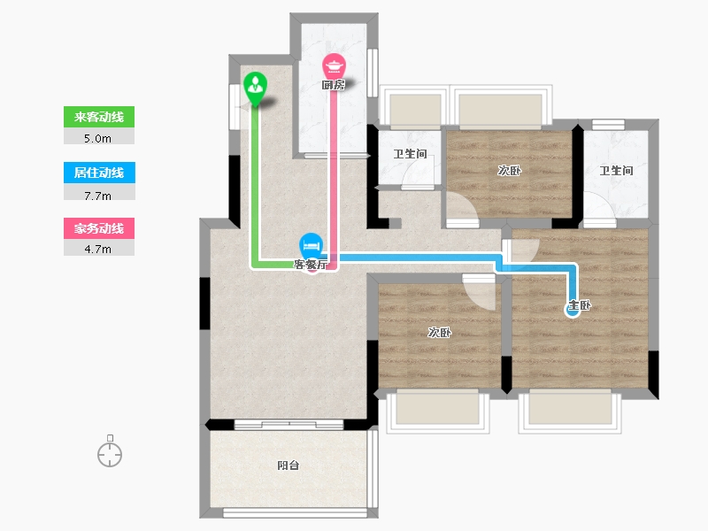 湖北省-十堰市-新时代·江屿城-75.45-户型库-动静线