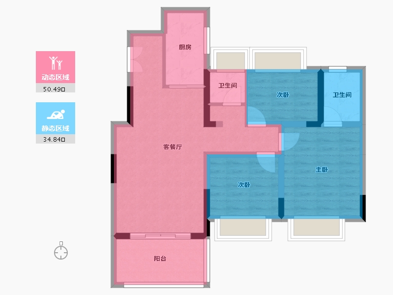 湖北省-十堰市-新时代·江屿城-75.45-户型库-动静分区