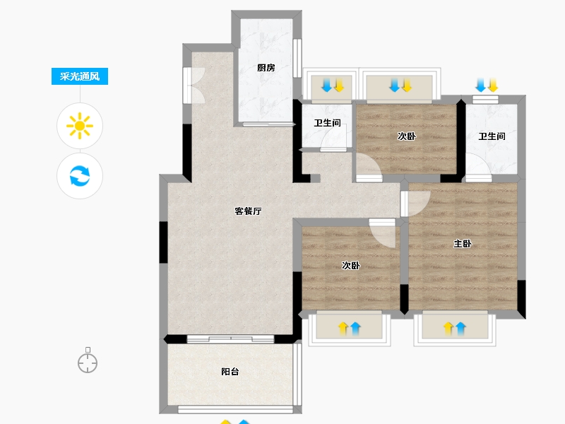 湖北省-十堰市-新时代·江屿城-75.45-户型库-采光通风