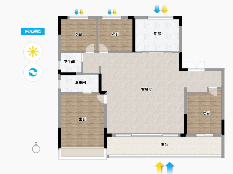 安徽省-芜湖市-信达万科樾江望-140.00-户型库-采光通风