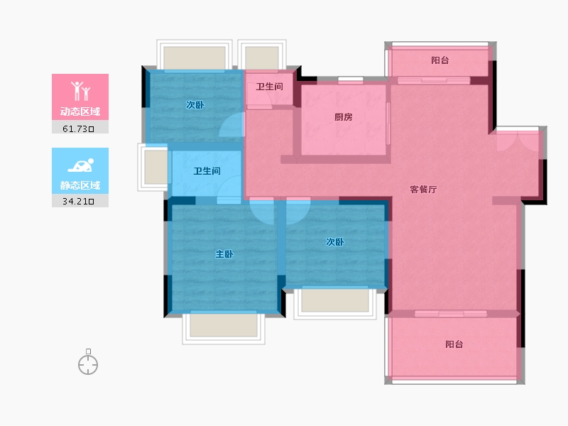 湖北省-十堰市-新时代·江屿城-84.91-户型库-动静分区