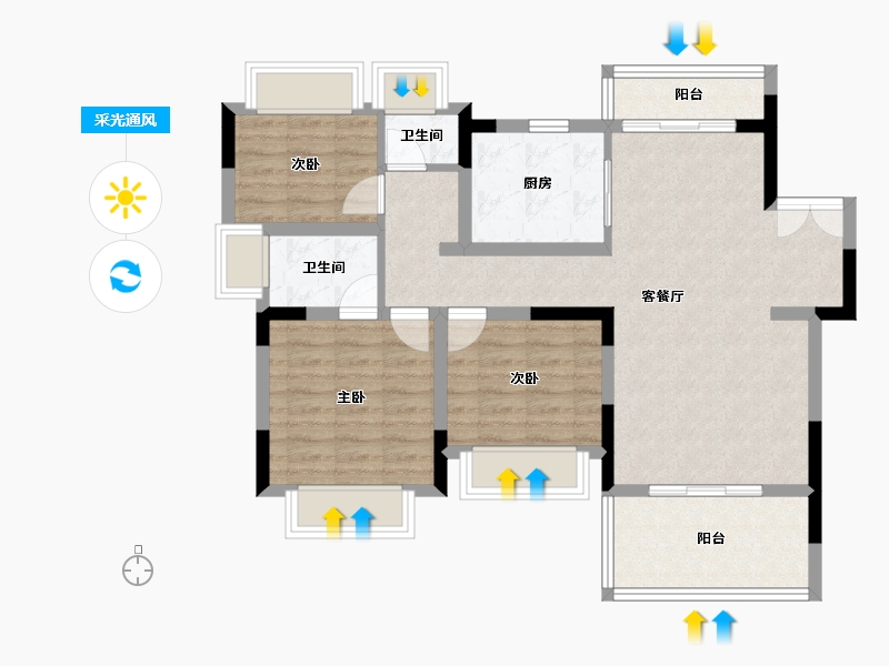 湖北省-十堰市-新时代·江屿城-84.91-户型库-采光通风