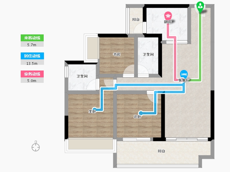 广东省-潮州市-碧桂园云麓兰庭-83.47-户型库-动静线