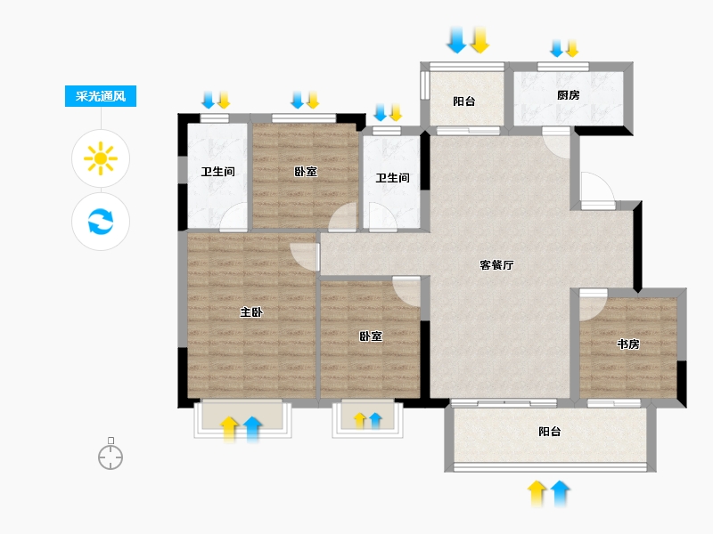 四川省-成都市-万达御湖龙湾-108.54-户型库-采光通风