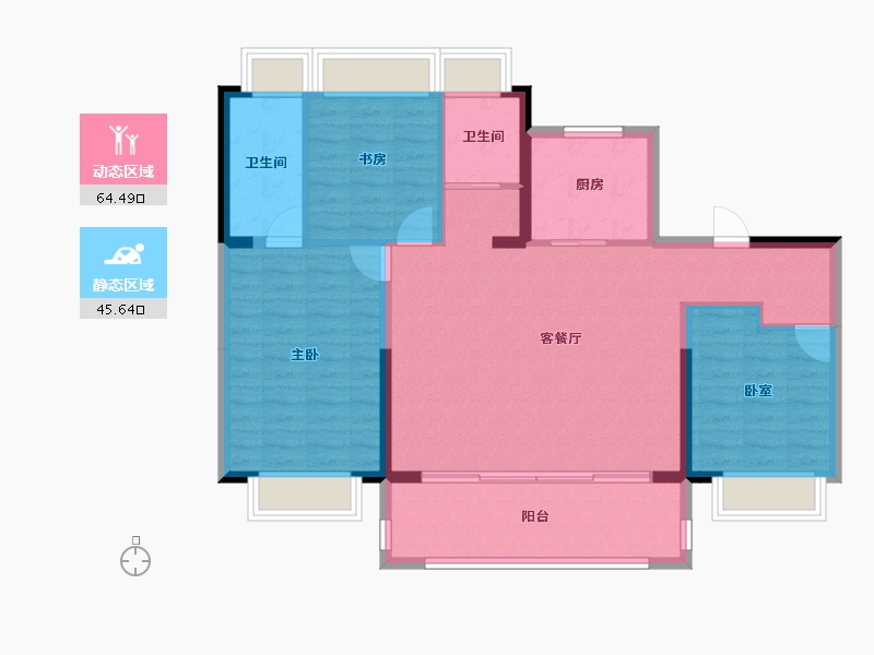 江苏省-泰州市-泰州中南君启-100.00-户型库-动静分区