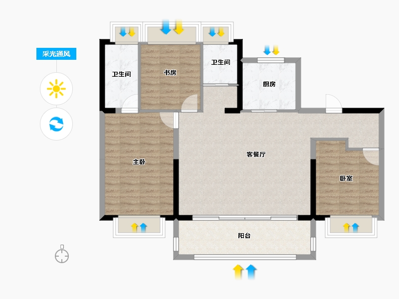 江苏省-泰州市-泰州中南君启-100.00-户型库-采光通风