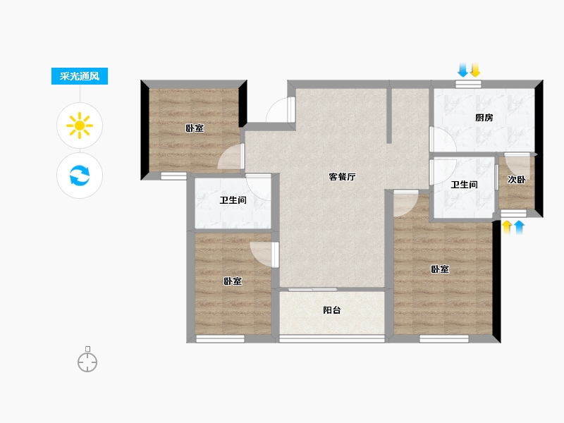 湖北省-孝感市-恒大城-71.58-户型库-采光通风