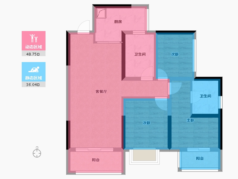 四川省-成都市-仁美熙和府-73.66-户型库-动静分区