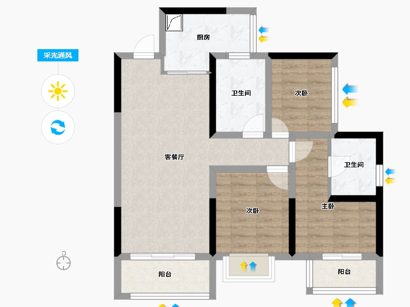 四川省-成都市-仁美熙和府-73.66-户型库-采光通风