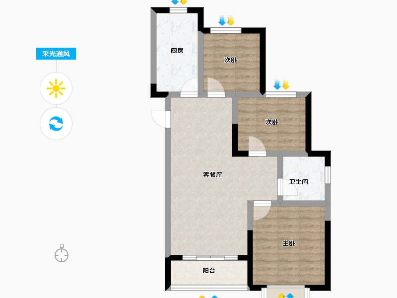 安徽省-六安市-新滨湖恒大文化旅游城-68.74-户型库-采光通风