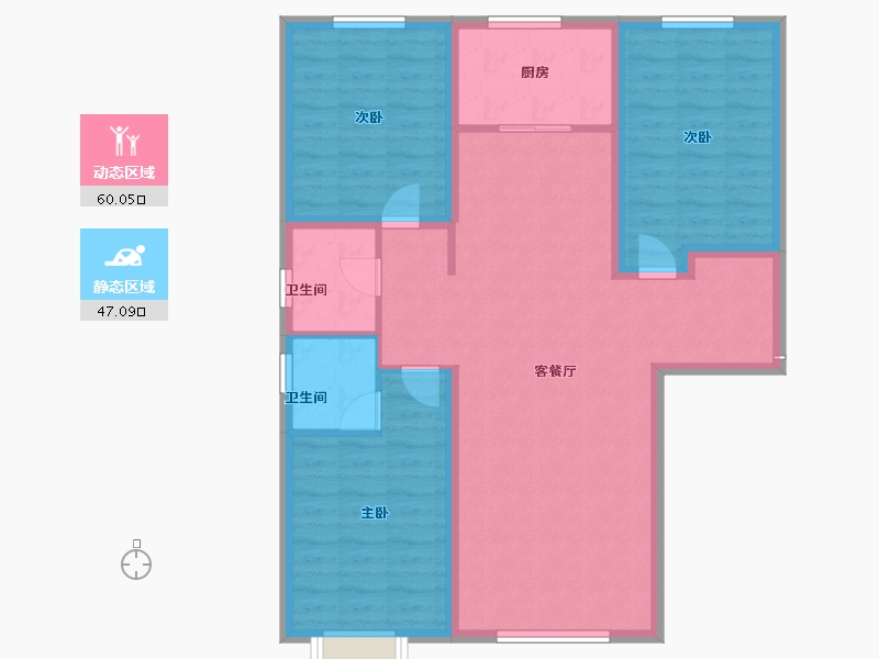 内蒙古自治区-包头市-东方壹号院-96.60-户型库-动静分区