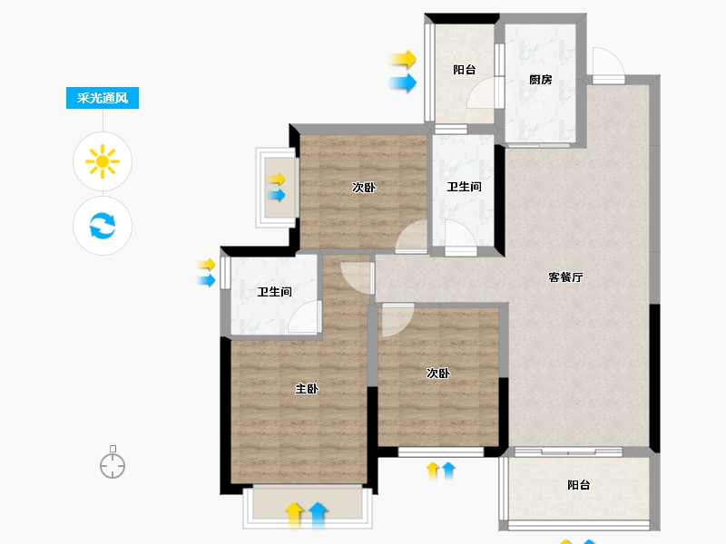 四川省-成都市-华润置地时代之城-89.08-户型库-采光通风