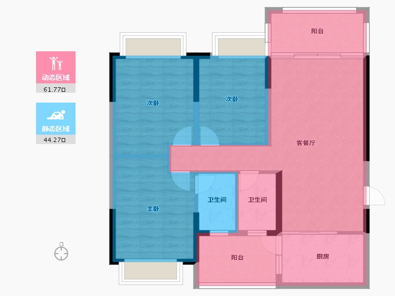 四川省-成都市-成都嘉和世纪城-95.55-户型库-动静分区