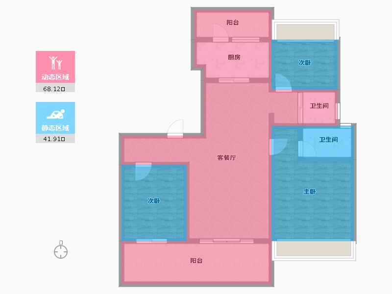 安徽省-六安市-碧桂园正荣凤凰城-97.27-户型库-动静分区