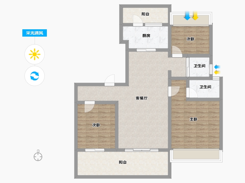 安徽省-六安市-碧桂园正荣凤凰城-97.27-户型库-采光通风