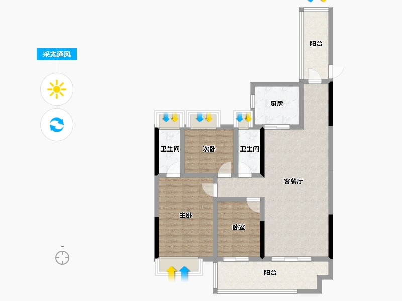 湖北省-孝感市-恒凯首府-96.11-户型库-采光通风