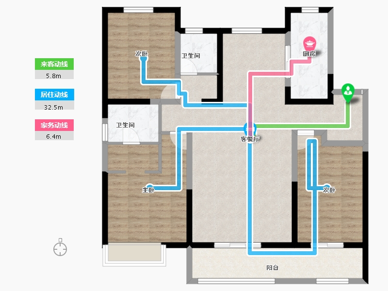 内蒙古自治区-包头市-中国铁建景晟学府-113.60-户型库-动静线