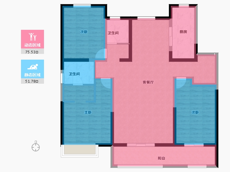 内蒙古自治区-包头市-中国铁建景晟学府-113.60-户型库-动静分区