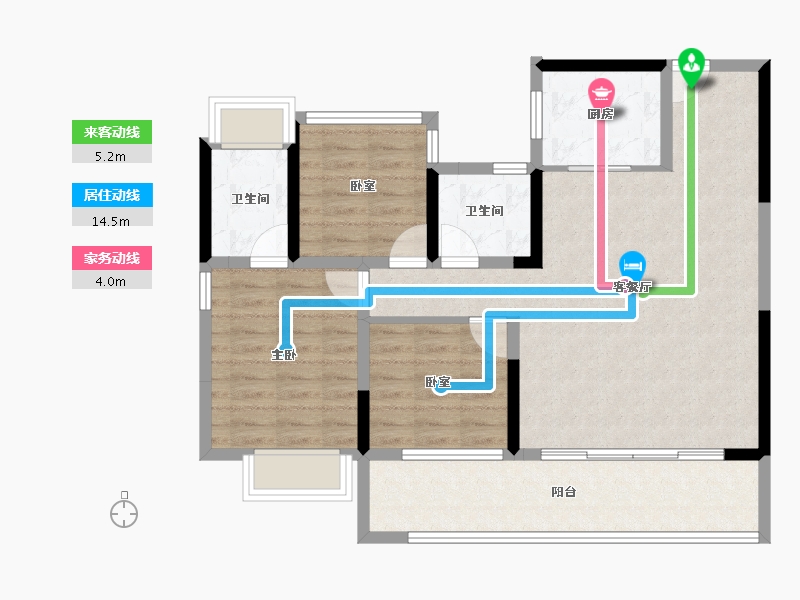 江苏省-泰州市-金通绿城春晓江南桃李春风-88.00-户型库-动静线