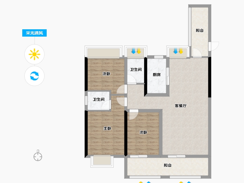 湖北省-孝感市-恒凯首府-98.14-户型库-采光通风