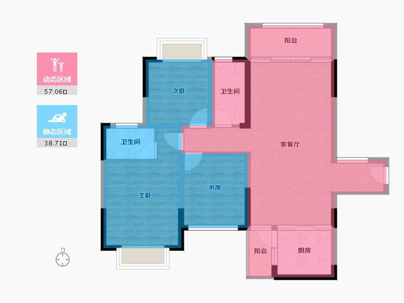 广西壮族自治区-桂林市-兴盛天鹅堡-85.48-户型库-动静分区