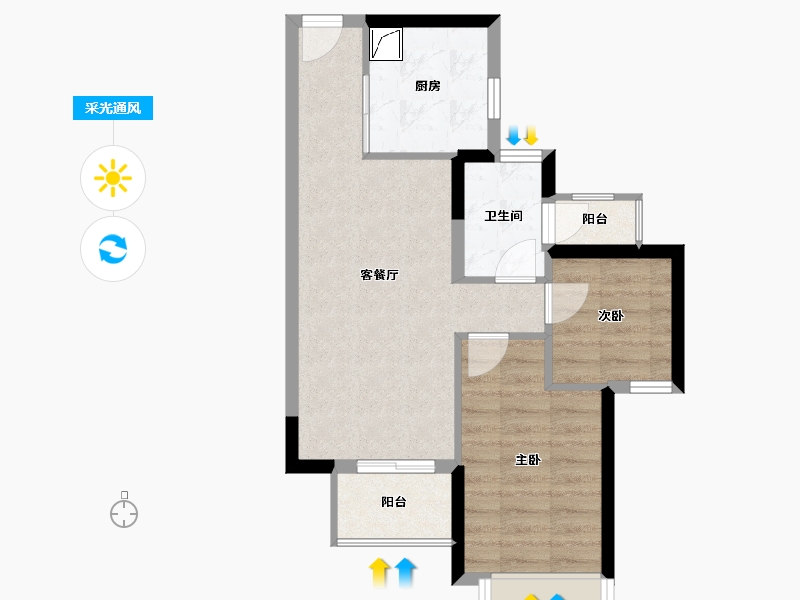 四川省-成都市-禹洲山河峯荟-52.87-户型库-采光通风