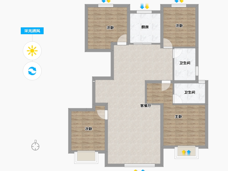 内蒙古自治区-包头市-远洲大都汇-104.09-户型库-采光通风