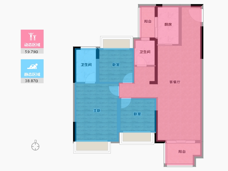 四川省-成都市-华侨城粼港樾府-87.90-户型库-动静分区