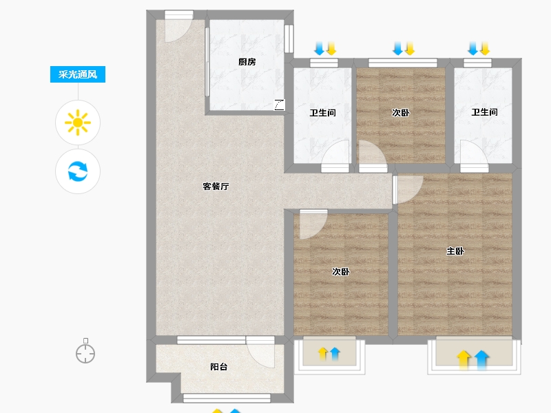 河北省-唐山市-花海未来城-79.20-户型库-采光通风