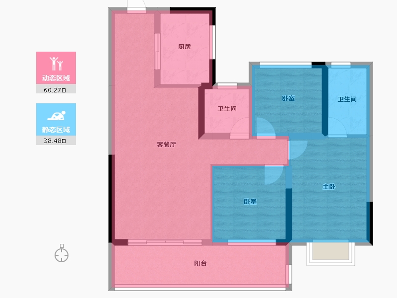 江苏省-泰州市-金通绿城春晓江南桃李春风-88.00-户型库-动静分区