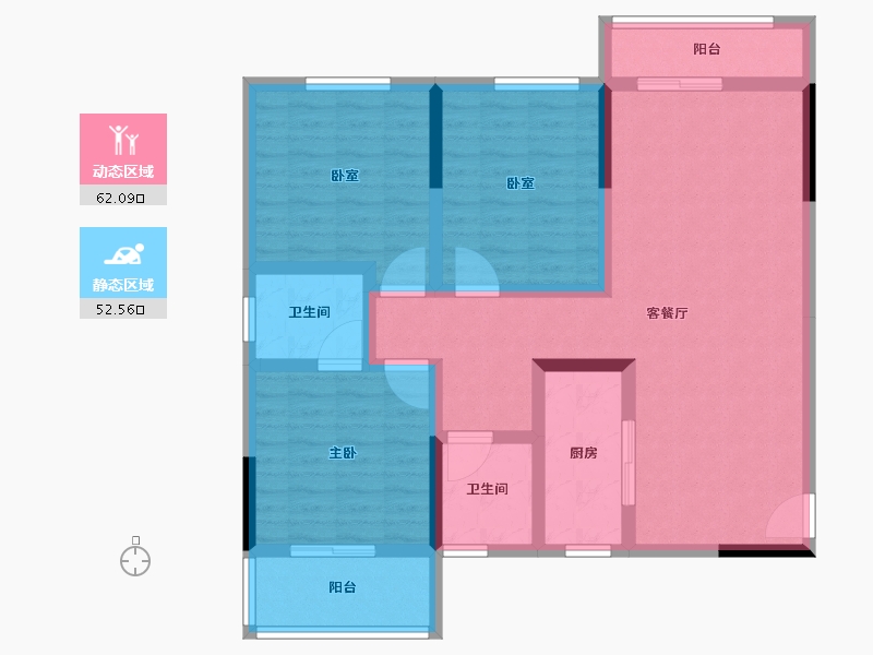 湖北省-孝感市-乾坤新城三期-101.61-户型库-动静分区