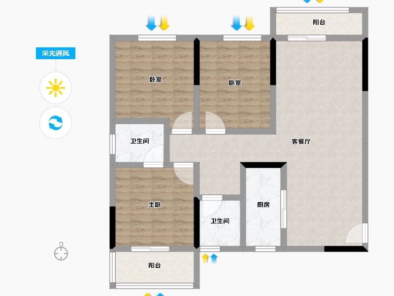 湖北省-孝感市-乾坤新城三期-101.61-户型库-采光通风