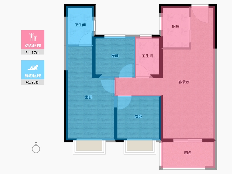 湖北省-宜昌市-长阳碧桂园-83.21-户型库-动静分区