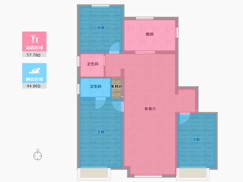 内蒙古自治区-包头市-万科城-93.54-户型库-动静分区