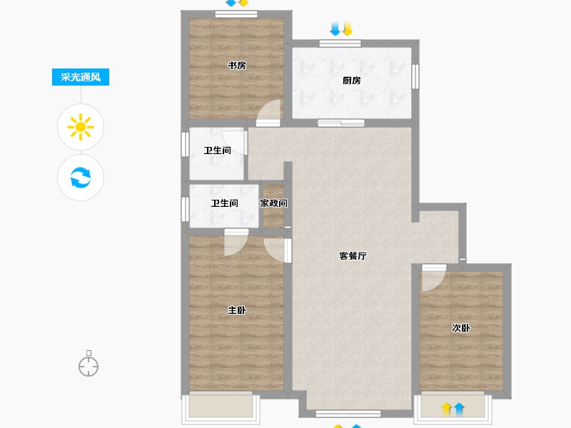 内蒙古自治区-包头市-万科城-93.54-户型库-采光通风