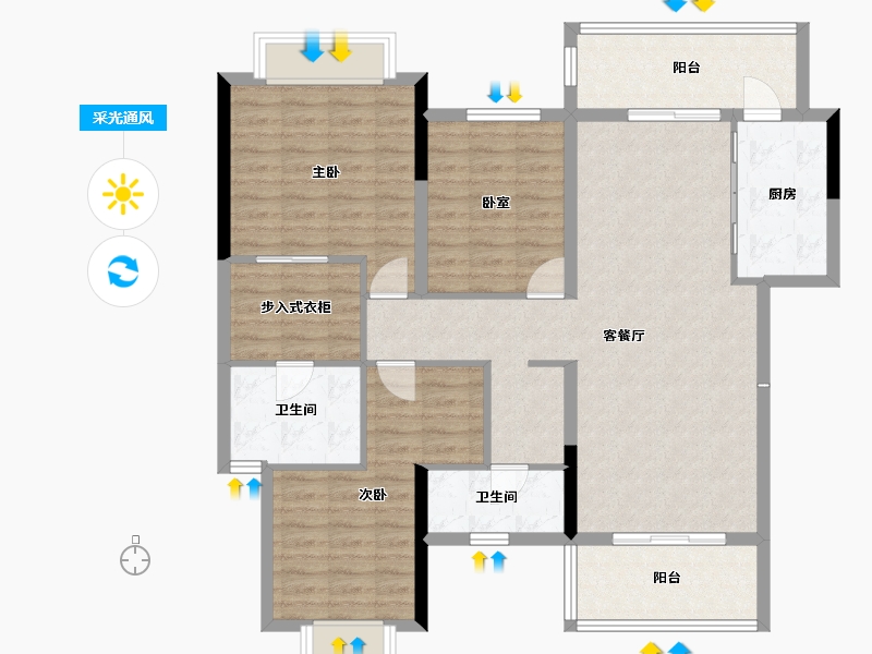 四川省-成都市-仁美熙和府-114.61-户型库-采光通风