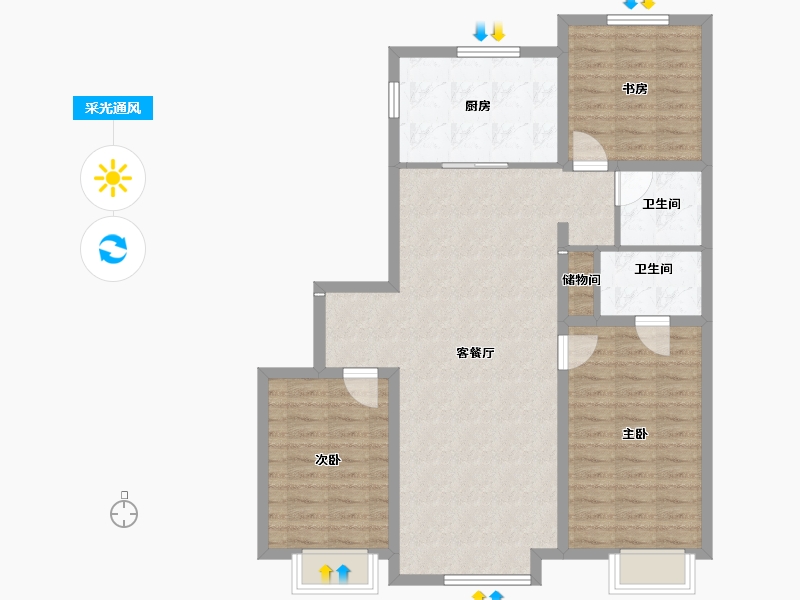 内蒙古自治区-包头市-万科城-100.00-户型库-采光通风