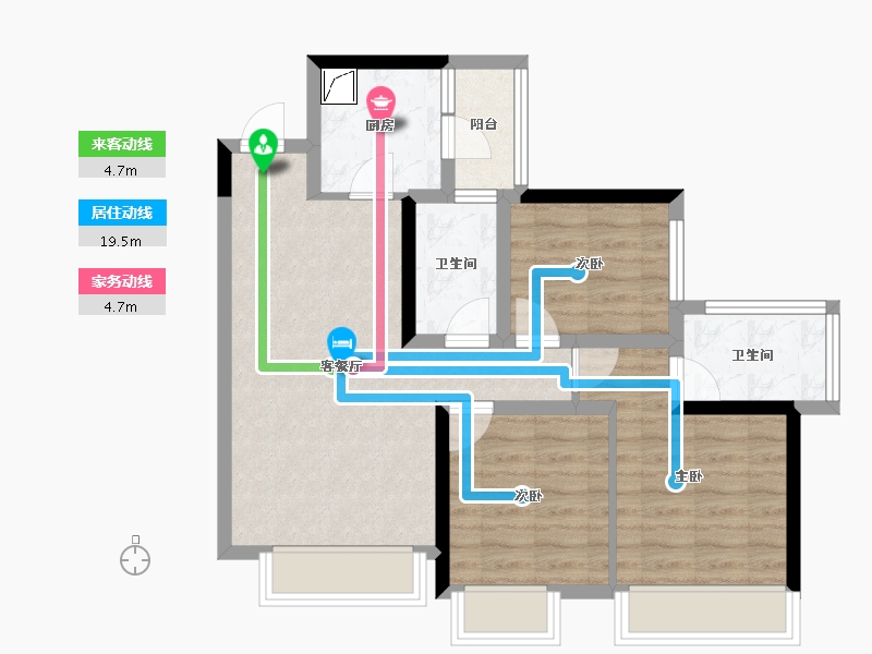 四川省-成都市-凯德世纪名邸东庭-66.82-户型库-动静线