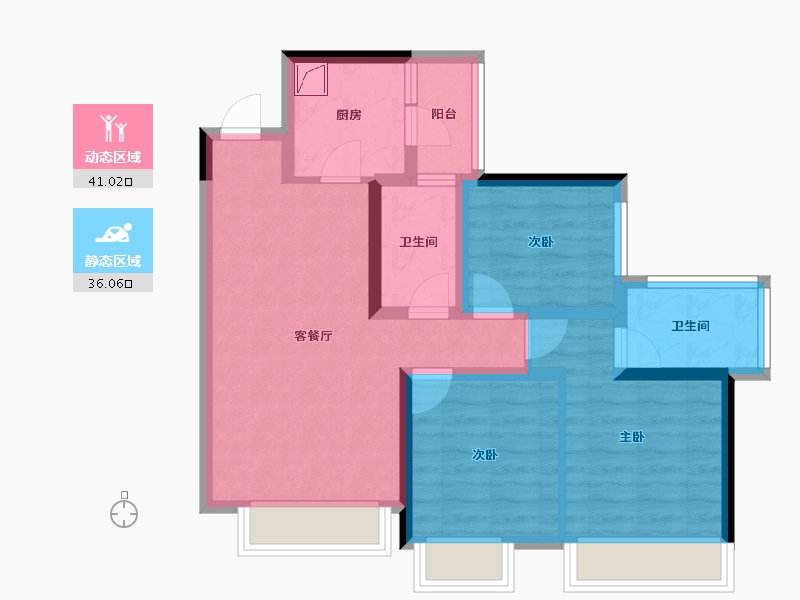 四川省-成都市-凯德世纪名邸东庭-66.82-户型库-动静分区