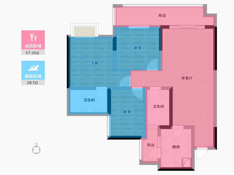 四川省-成都市-凯德世纪名邸东庭-83.40-户型库-动静分区