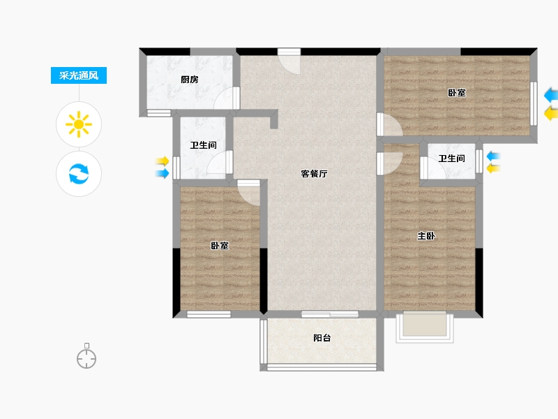 湖北省-孝感市-春晓苑二期-96.70-户型库-采光通风