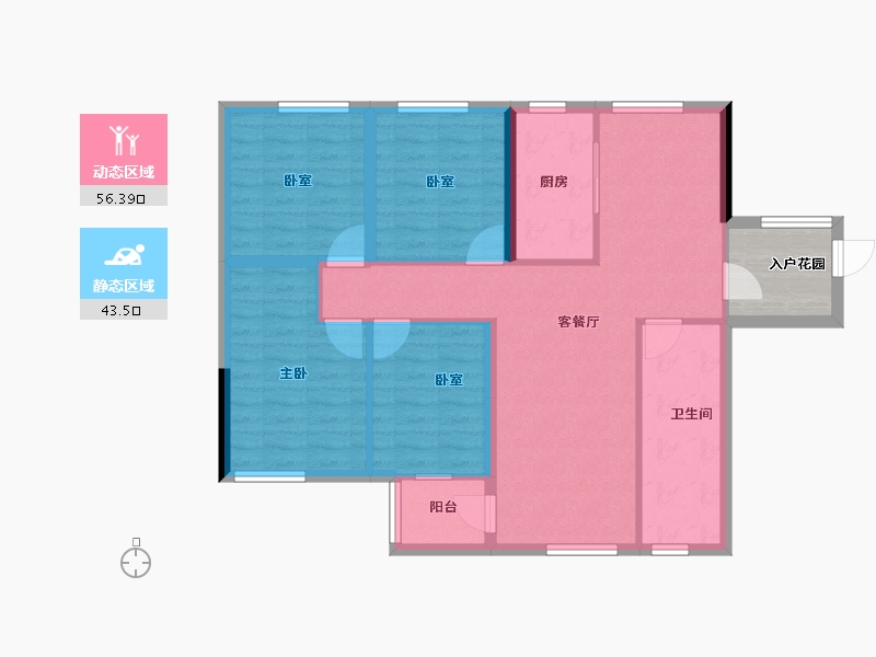 湖北省-孝感市-乾坤新城三期-94.40-户型库-动静分区