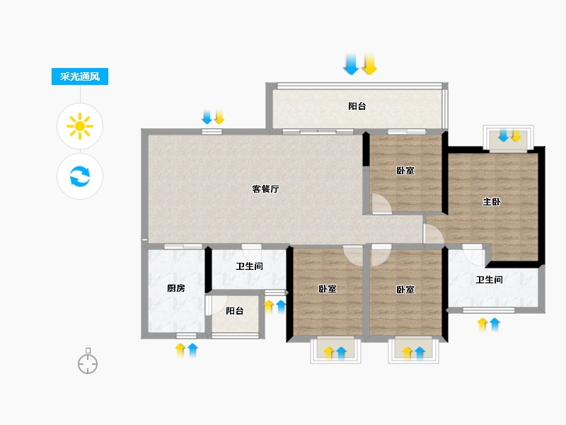 四川省-成都市-凯德世纪名邸东庭-116.13-户型库-采光通风