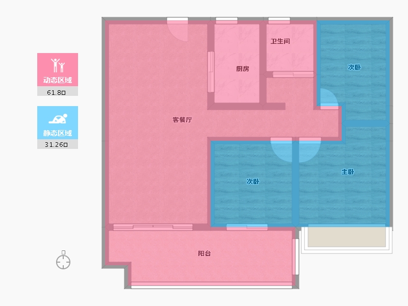 安徽省-六安市-碧桂园正荣凤凰城-82.52-户型库-动静分区